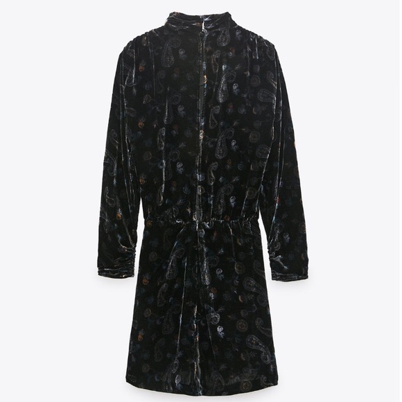 ZARA PRINTED VELVET DRESS - Picture 15 of 15